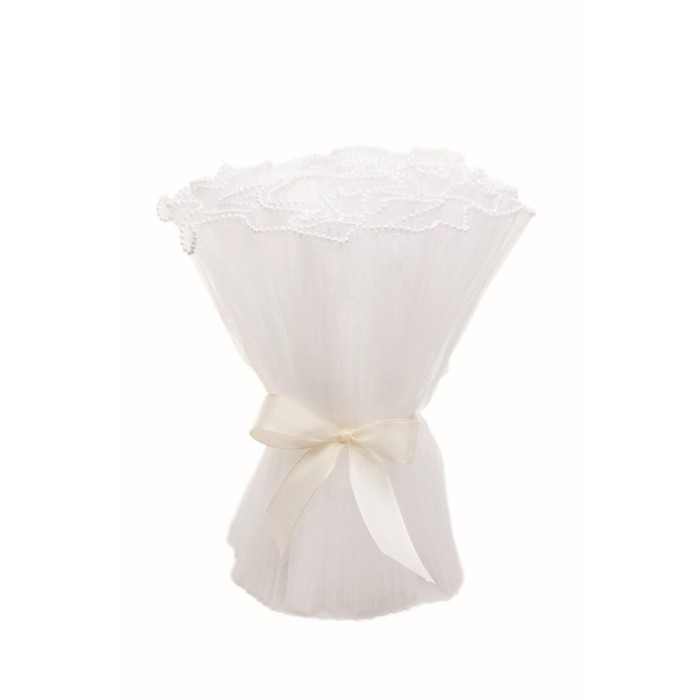 CONI BOUQUET TISSU PLISSE H.40 CM. BIANCO
